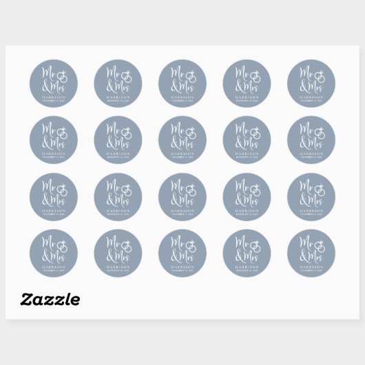 de heer Dusty Blue Wedding Ronde Sticker (Vel)