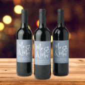 de heer Dusty Blue Wedding Wijn Etiket