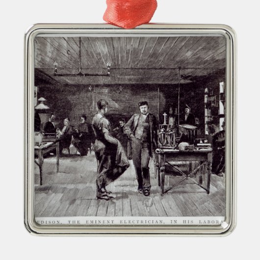 de heer Edison , de vooraanstaande elektricien Metalen Ornament (Voorkant)