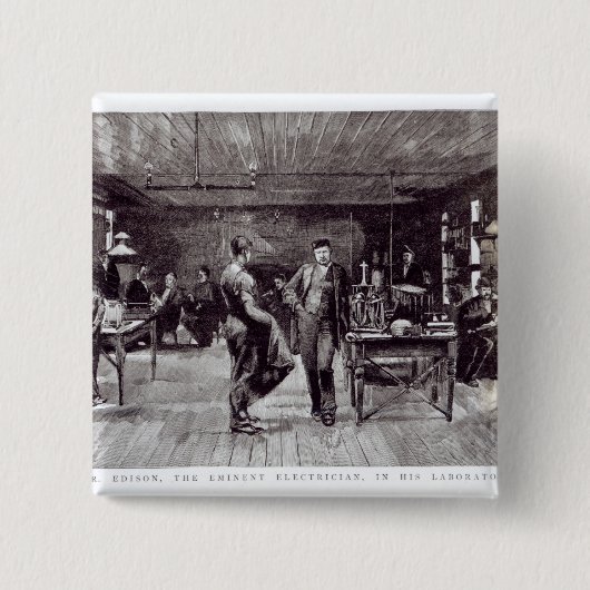 de heer Edison , de vooraanstaande elektricien Vierkante Button 5,1 Cm (Voorkant)