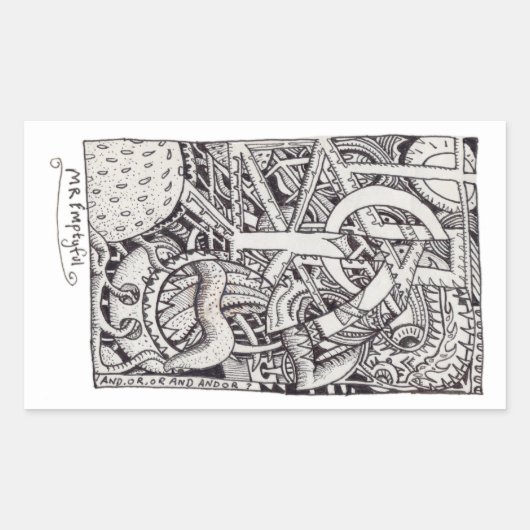 de heer Emptyful, Ink Drawing Rechthoekige Sticker (Voorkant)