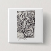 de heer Emptyful, Ink Drawing Vierkante Button 5,1 Cm (Voorkant)
