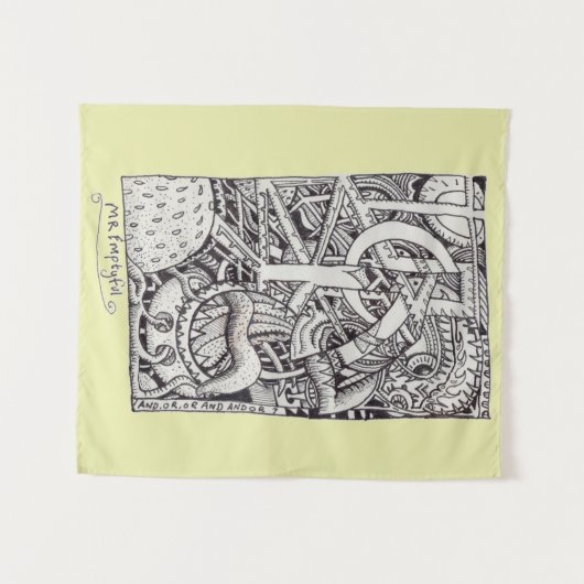 de heer Emptyful, Ink Drawing Wandkleed (Voorkant (horizontaal))
