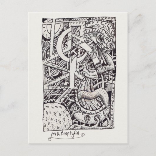 De heer Emptyful, Ink-tekening Briefkaart (Voorkant)