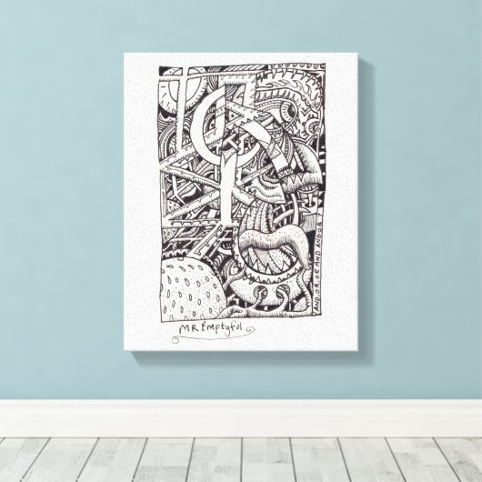 De heer Emptyful, inkttekening Canvas Afdruk (Insitu (Houten vloer))