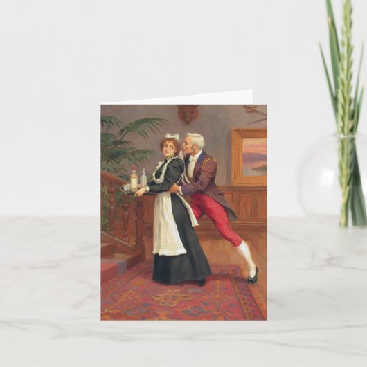 De heer en de dienstmeid feestdagen kaart (Voorkant)