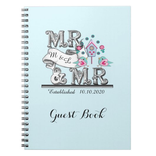 De heer en de heer Cute Personalized Gay Wedding G Notitieboek (Voorkant)