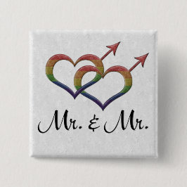de heer en de heer Gay Pride Interlinking Gender S Vierkante Button 5,1 Cm