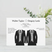 de heer en de heer Gay Wedding Invitation Kaart (Staand voorkant)