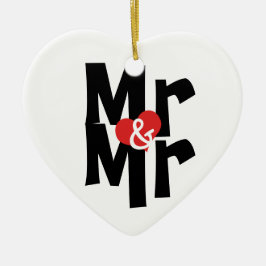 de heer en de heer Personalized Bold Font Gay Wedd Keramisch Ornament