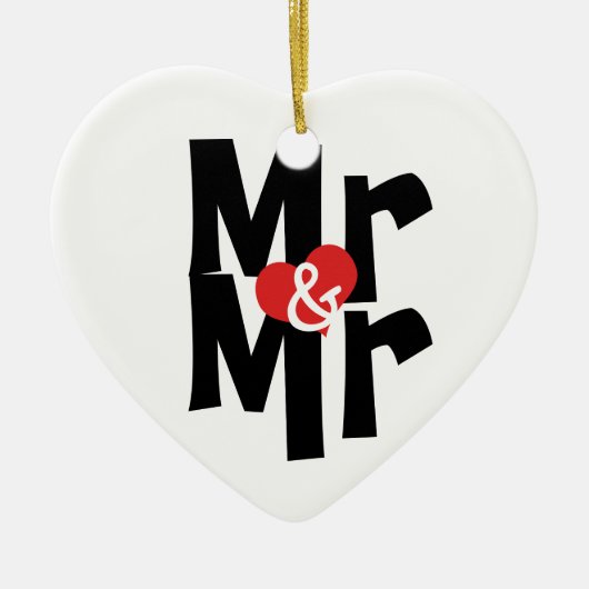 de heer en de heer Personalized Bold Font Gay Wedd Keramisch Ornament (Voorkant)