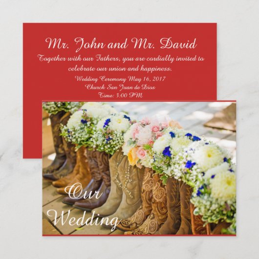 De heer en de heer Wedding Invitation Kaart (Voorkant / Achterkant)