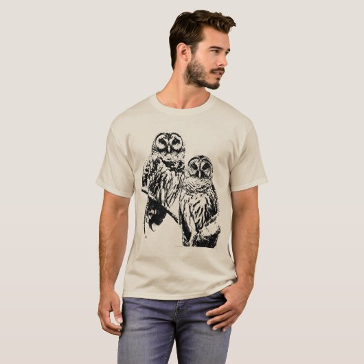 De heer en mevrouw Barred Owl - 2020 - zwarte inkt T-shirt (Voorkant volledig)