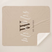 De heer en mevrouw Beige Script Family Monogram Na Sherpa Deken (Voorkant (horizontaal))