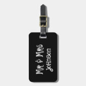 De heer en mevrouw black chalkboard reizen bagagel bagagelabel (Voorkant verticaal)