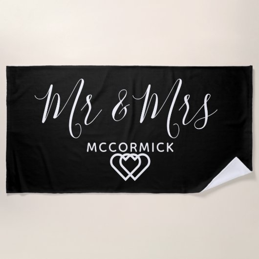 De heer en mevrouw Black en White Monogram op pers Strandlaken (Voorkant)