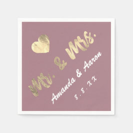 De heer en mevrouw Black White Namen Hart Mauve Servet
