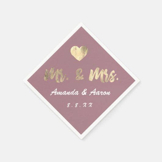 De heer en mevrouw Black White Namen Hart Mauve Servet (Hoek)