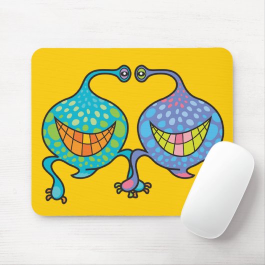 De heer en mevrouw Blob Cartoon Fun Alien Gift Mou Muismat (Met muis)