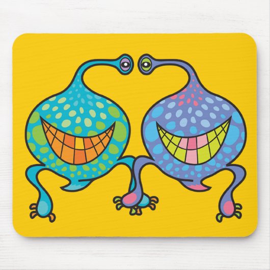 De heer en mevrouw Blob Cartoon Fun Alien Gift Mou Muismat (Voorkant)