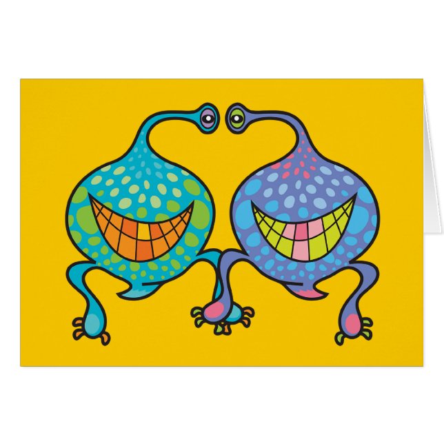 De heer en mevrouw Blob Cartoon Fun Alien Note / K (Voorkant Horizontaal)