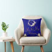 De heer en mevrouw Blue Gold Floral Monogram Logo Kussen (Stoel)