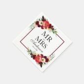 De heer en mevrouw Boho Bourgondië Floral Wedding Servet (Hoek)