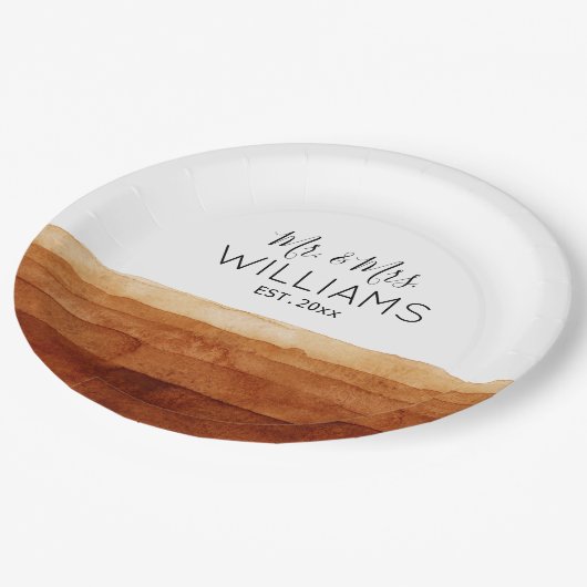 De heer en mevrouw Boho Waterverf Abstracte woesti Papieren Bordje (Gekanteld)