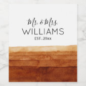 De heer en mevrouw Boho Waterverf Abstracte woesti Wijn Etiket (Enkel label)