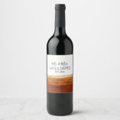 De heer en mevrouw Boho Waterverf Abstracte woesti Wijn Etiket (Voorkant)