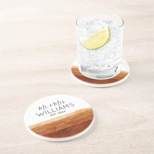 De heer en mevrouw Boho Waterverf Abstracte woesti Zandsteen Onderzetter (Zijkant)