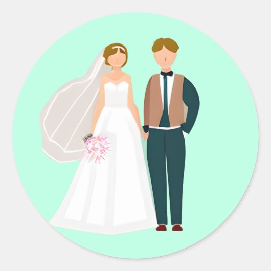 De heer en mevrouw Bride en bruidegom Blauwgroen Ronde Sticker (Voorkant)