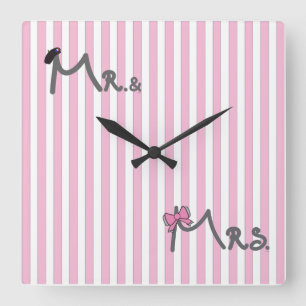 De heer en mevrouw Bride/Groom Wall Clock Vierkante Klok