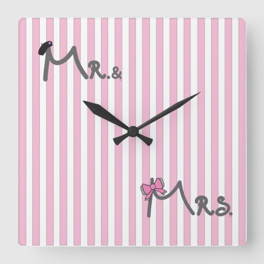 De heer en mevrouw Bride/Groom Wall Clock Vierkante Klok (Voorkant)