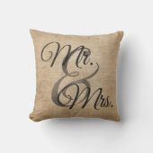 De heer en mevrouw Burlap Wedding Personalized Kussen (Voorkant)