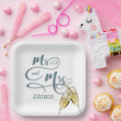 De heer en mevrouw Champagne Toast Papieren Bordje (Feest)