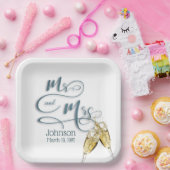 De heer en mevrouw Champagne Toast Papieren Bordje (Feest)