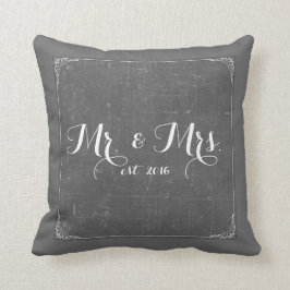 De heer en mevrouw Charcoal Gray Chalkboard Pillow Kussen