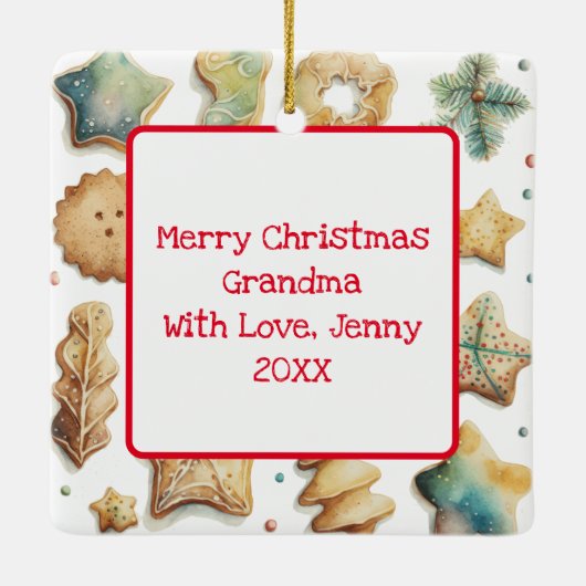 De heer en mevrouw Claus Bakkoekjes Aangepaste Ker Keramisch Ornament (Achterkant)