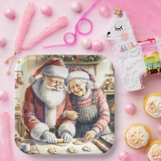 De heer en mevrouw Claus Bakkoekjes Aangepaste Ker Papieren Bordje (Feest)