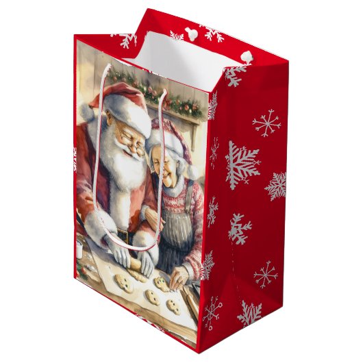 De heer en mevrouw Claus Bakkoekjes Kerstmis Medium Cadeauzakje (Voorkant Gekanteld)