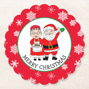 De heer en mevrouw Claus, gepersonaliseerd kerstfe Kartonnen Onderzetters