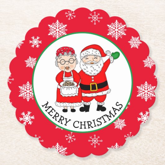 De heer en mevrouw Claus, gepersonaliseerd kerstfe Kartonnen Onderzetters (Voorkant)