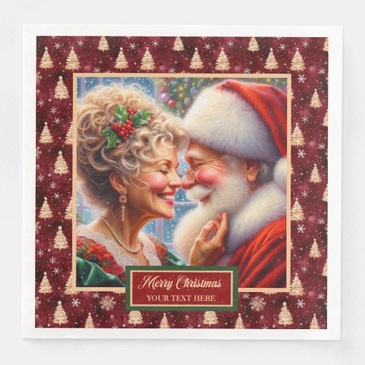 De heer en mevrouw Claus Rood Goud Groene servette Servet (Voorkant)