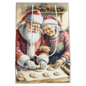 De heer en mevrouw Clause Schattigee Kerstmis Medium Cadeauzakje (Achterkant)