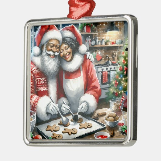 De heer en mevrouw Clause Schattigee Kerstmis Metalen Ornament (Links)