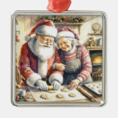 De heer en mevrouw Clause Schattigee Kerstmis Metalen Ornament (Voorkant)