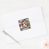 De heer en mevrouw Clause Schattigee Kerstmis Vierkante Sticker (Envelop)