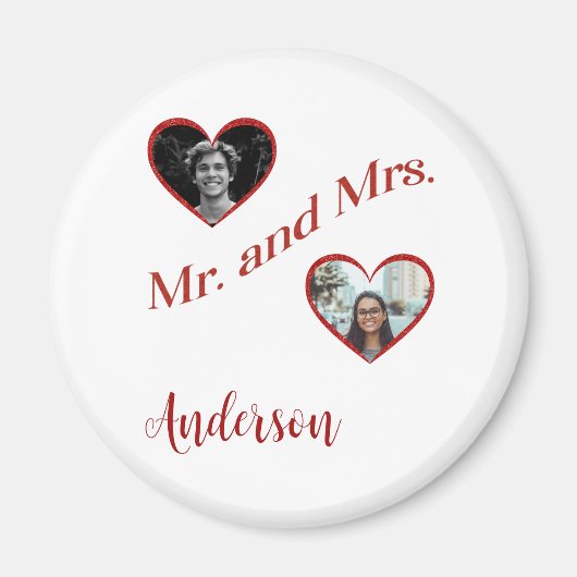 De heer en mevrouw Custom Achternaam Foto Dubbele  Magneet (Voorkant)