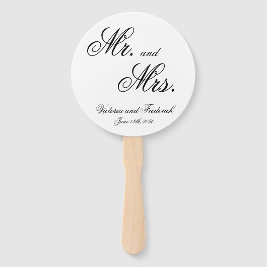 De heer en mevrouw Elegant Calligraphy Wedding Pro Handwaaier (Voorkant)